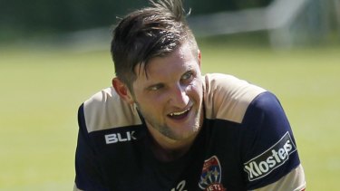 No looking back: Andy Brennan with the Newcastle Jets, training at Ray Watt Oval, in 2016.