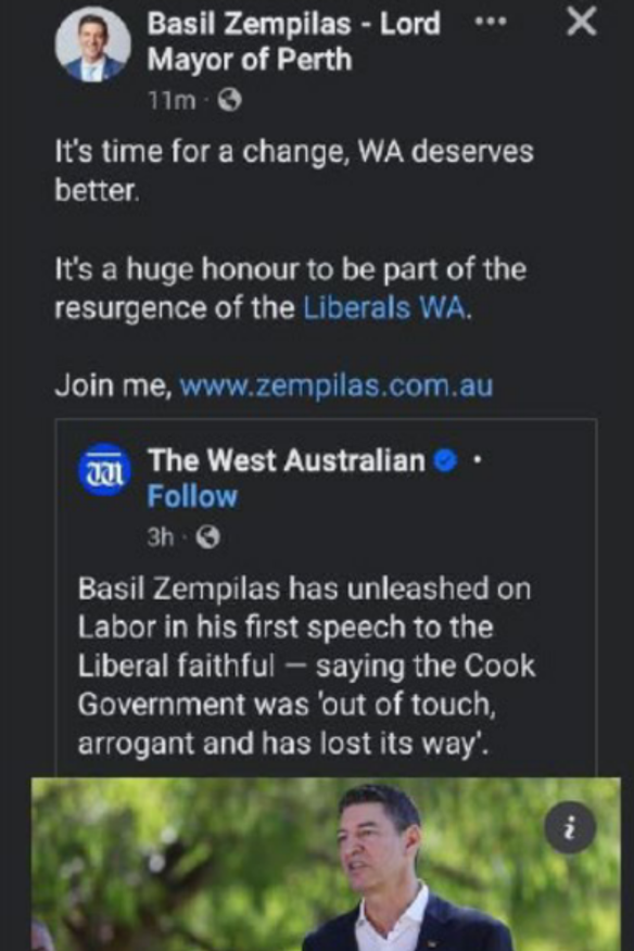 One of the Facebook posts referred to the Local Government’s Standards Panel.