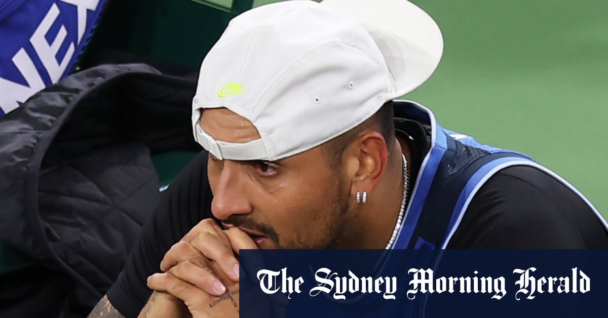 ‘Back to the drawing board’: Kyrgios stuns crowd with audacious rally before wrist pain forces retirement