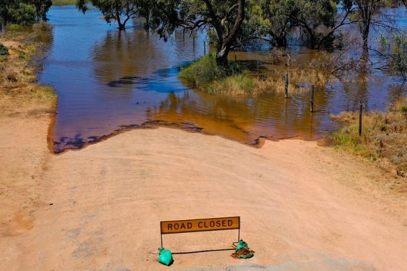 Floodwaters cut off roads in South Australia.