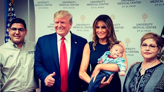 Melania Trump posted a photo on Twitter showing herself and Donald Trump meeting with Tito Anchondo, his sister, Deborah Ontiveros, and the infant who survived the El Paso shooting.