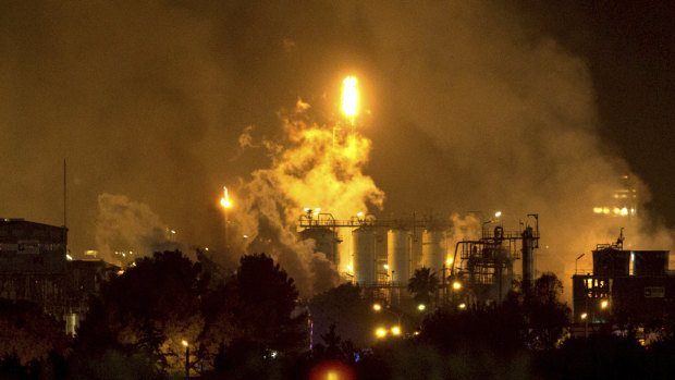 Smoke rise following a big explosion at an industrial hub near the port city of Tarragona, Spain.