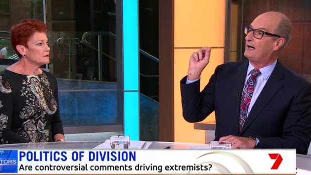 David Koch asking One Nation leader Pauline Hanson about the Christchurch shooting on Sunrise.