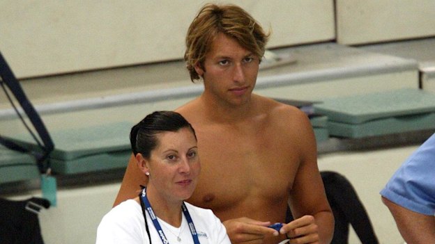Ian Thorpe and his coach, Tracey Menzies. 