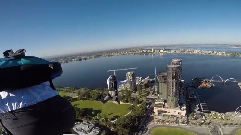 Perth BASE jumpers release footage of infamous Exchange Tower fall