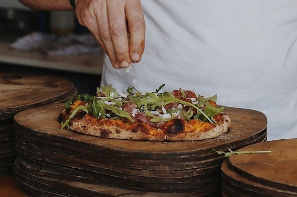 Wood-fired pizza at Trulli.