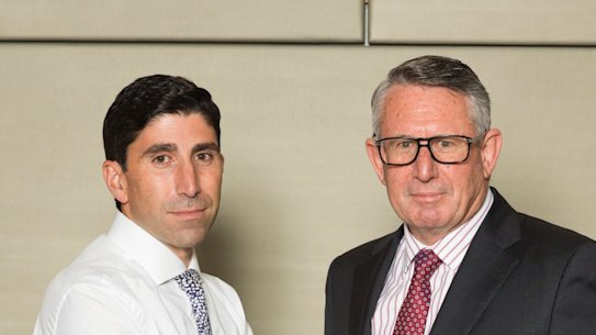 IOOF's chairman Allan Griffiths and  acting chief executive Renato Mota.