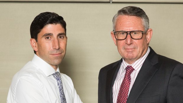 IOOF's acting chief executive Renato Mota and chairman Allan Griffiths. 
