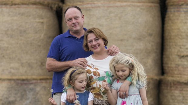 Sophie Mirabella with husband Greg and their daughters Kitty, 5, and Alexandra, 7, in 2013.