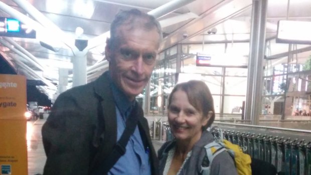 Roger and Jill Guard at Brisbane Airport heading off on a European holiday.  The couple was on Malaysia Airlines flight MH17 when it was shot down over Ukraine.