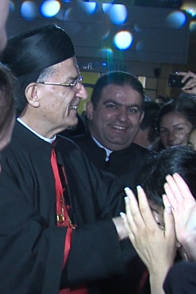 Father Pierre (right) with the Maronite Patriach (left).