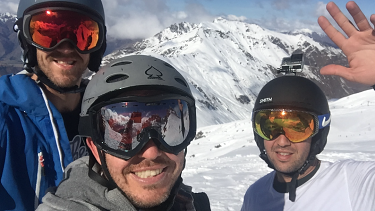 Sydney tradies going digital and hitting the slopes…David Ferrari (left), Matt Jones, Nick Greally.
