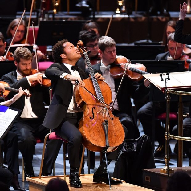 Sheku Kanneh-Mason, lost in the moment at London’s Royal Albert Hall. 