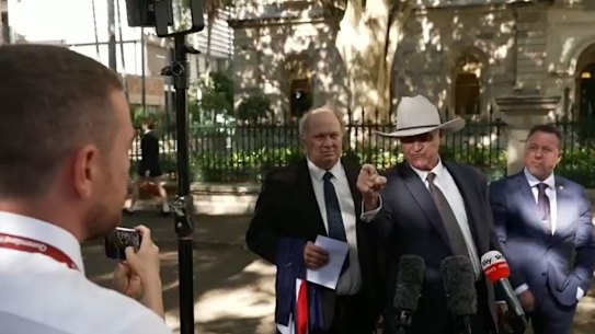 Bob Katter confronts Nine News reporter Josh Bavas.