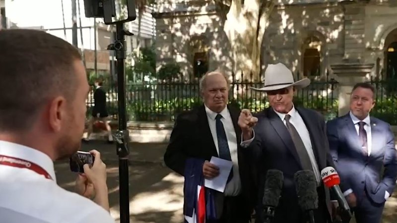 ‘I punch blokes in the mouth for saying that’: Katter unleashes at reporter