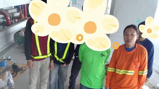 Athitaya Yuenyao, 22, with her team of electricians.