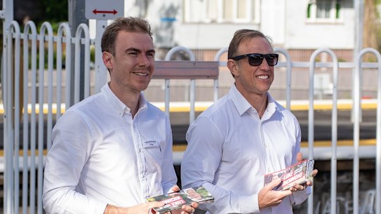 Steven Miles is campaigning in Stafford alongside Labor candidate Luke Richmond.