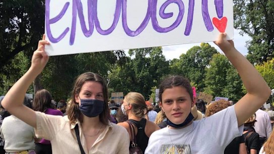 Nell Morris-Dalton (right) posted this photo on her Instagram page from the March 4 Justice.