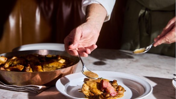 Showcasing the unique qualities of cockerel, expertly plated by the chef.