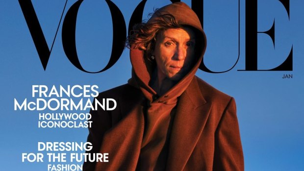 A brown hoodie high fashion? On Frances McDormand, yes