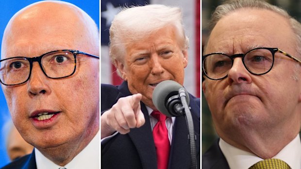 Opposition Leader Peter Dutton, US President Donald Trump and Prime Minister Anthony Albanese.