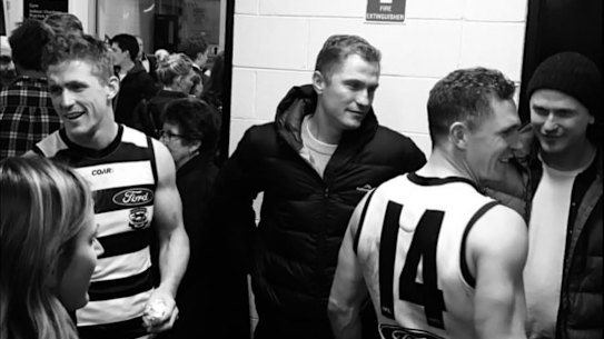 The four Selwood brothers in the Geelong rooms.