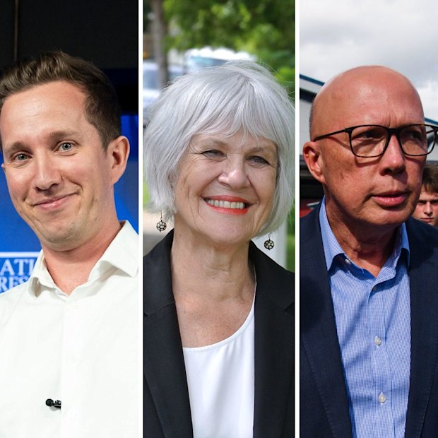 From left: Stephen Bates (Brisbane MP), Max Chandler-Mather (Griffith MP), Elizabeth Watson-Brown (Ryan MP), Peter Dutton (Dickson MP), Ross Vasta (Bonner MP).