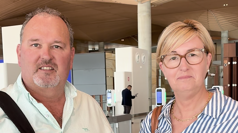 ‘Glad we checked our tickets’: First international flight departs Western Sydney