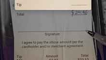 Tipping field on a restaurant receipt