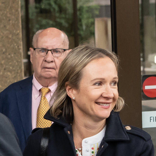 Andrew Findlay’s father David Findlay and sister Georgia Moffatt leave the Supreme Court of NSW on Monday.