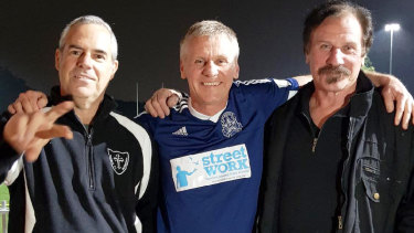 Dr John Galicek (centre) with the two soccer players he revived after heart attacks, Nick Schicht (left) and Ian Rae.