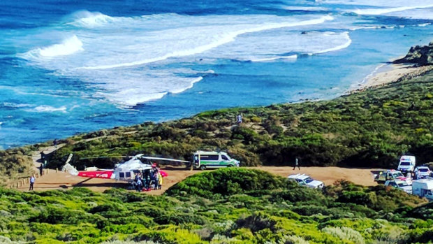 Ambulances arrive at the South West surf break after the first attack this week.