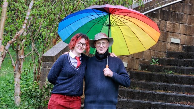 Alice Clarke and her dad Sev Clarke, at the house.