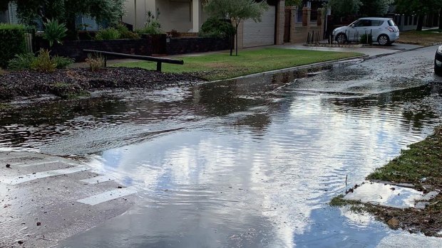 The storm caused flash flooding across Perth like this impromptu pond in Mt Lawley.