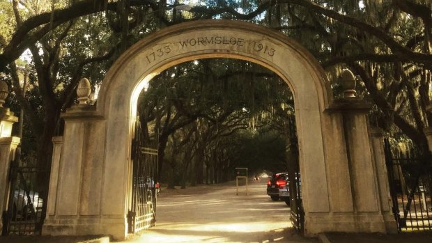 The entrance to Wormsloe Historic Site, a former plantation estate in Georgia.