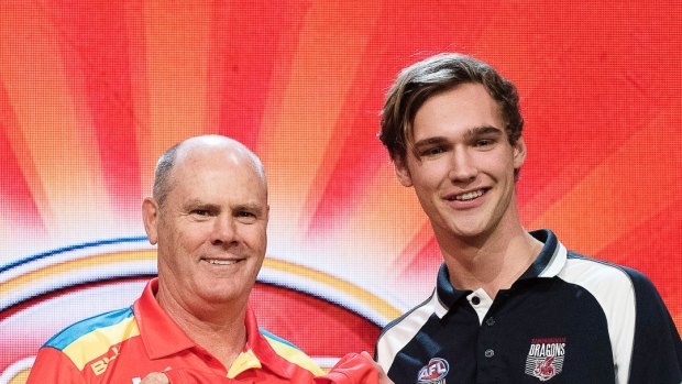 Jack Scrimshaw, pictured with Rodney Eade, joined the Suns in 2016, but is already gone.