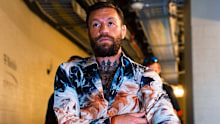 Conor McGregor arrives for media ahead of UFC 329.