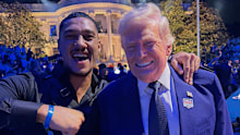 Jai Opetaia poses for a photo with Donald Trump.