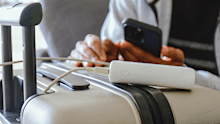 Power bank on suitcase