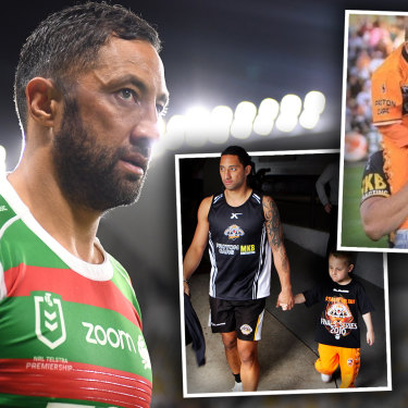 Benji Marshall with then five-year-old Lleyton Giles during the 2010 season.