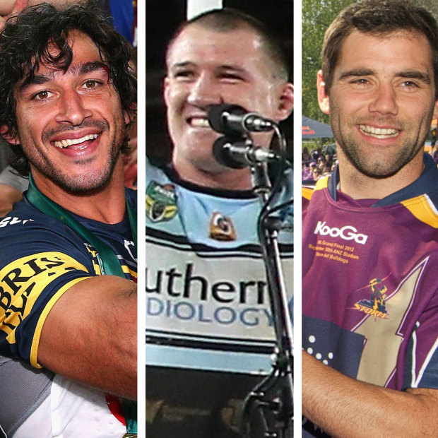 NRL premiership captains John Sutton, Johnathan Thurston, Paul Gallen, Cameron Smith and Boyd Cordner.