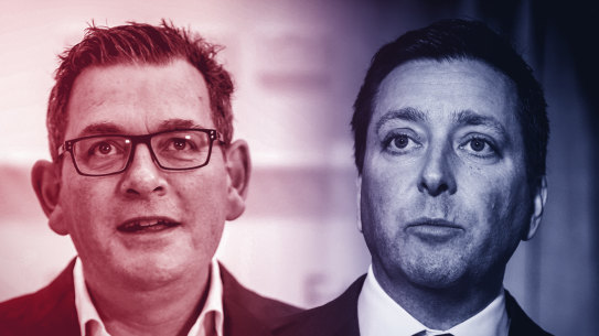 The survey shows Daniel Andrews has a commanding lead over Matthew Guy.