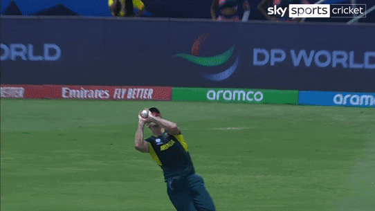Australian captain Mitch Marsh drops a catch offered by India’s Hardik Pandya at the T20 World Cup.