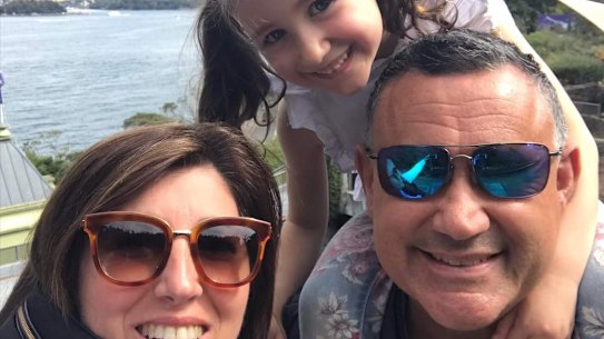 Deanna and John Barilaro with their daughter Sofia at Taronga Zoo on Sunday.