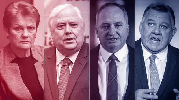 Pauline Hanson, Clive Palmer, Barnaby Joyce and Craig Kelly.