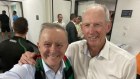 Anthony Albanese and Wayne Bennett after a Souths game. 