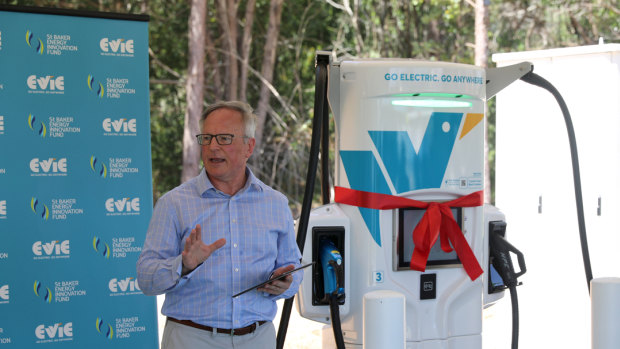 Chris Mills, chief executive of Evie Networks, at the opening of an electric vehicle charging station in Avenil. 