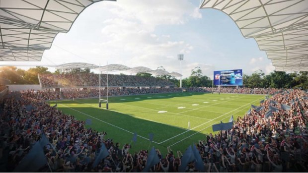 An artist's impression of a revamped North Ipswich Reserve Stadium. Credit: Ipswich City Council.