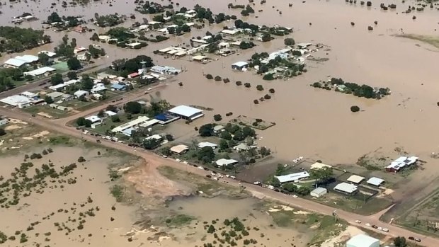 The flooding in Burketown was expected to peak late on Sunday. 