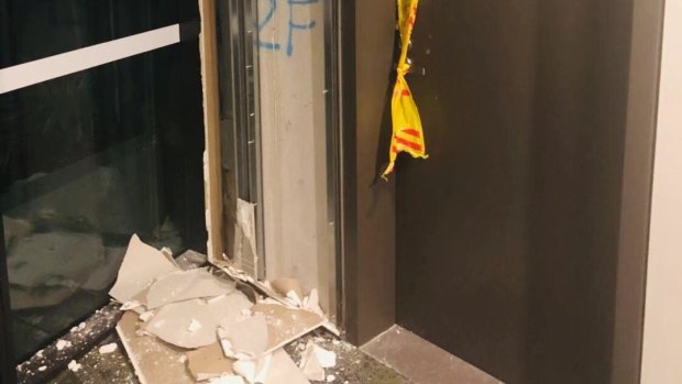 Damage from a crack in a wall inside Opal Tower at Sydney Olympic Park. 
